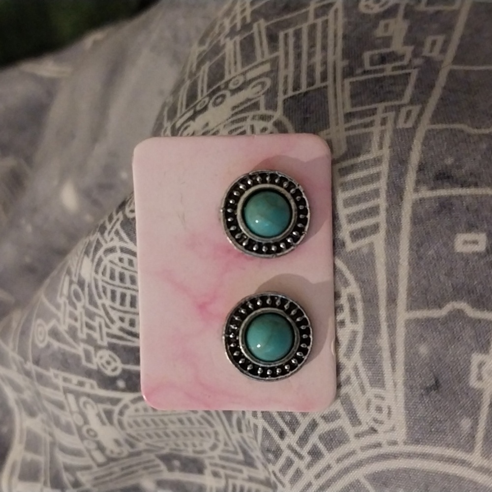 Small round turquoise studs.